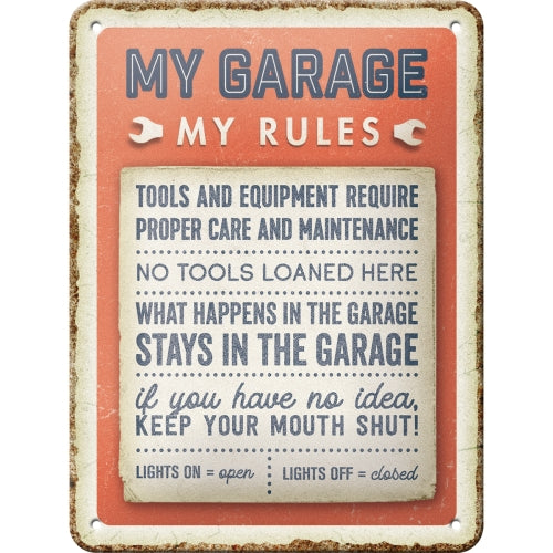 Blechschild "My Garage. My Rules" (15 x 20 cm)