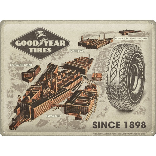 Blechschild "Goodyear Factories since 1898" (30 x 40 cm)