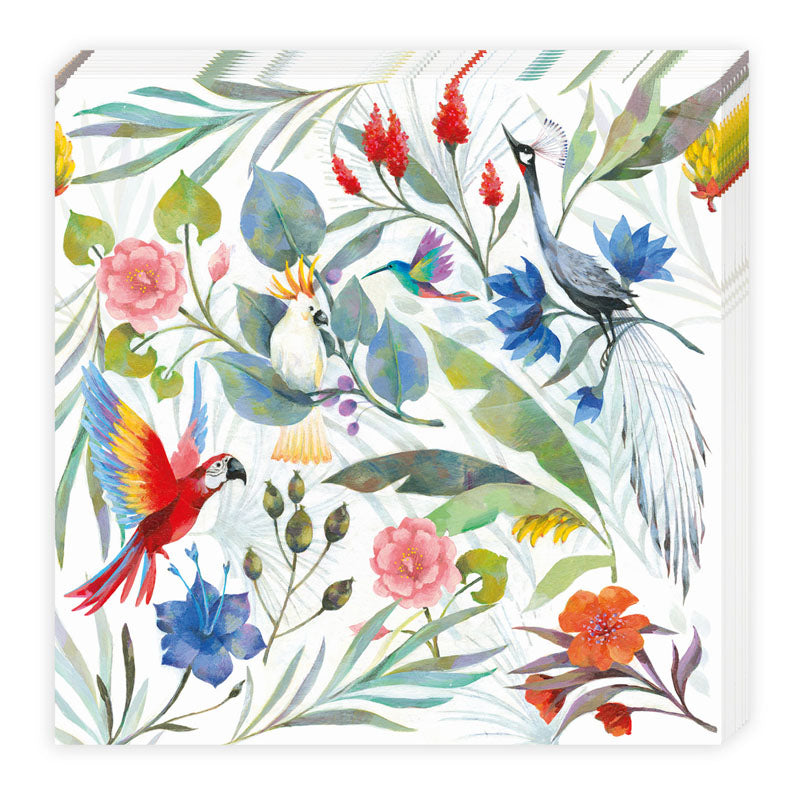 Serviette Paradiesvögel