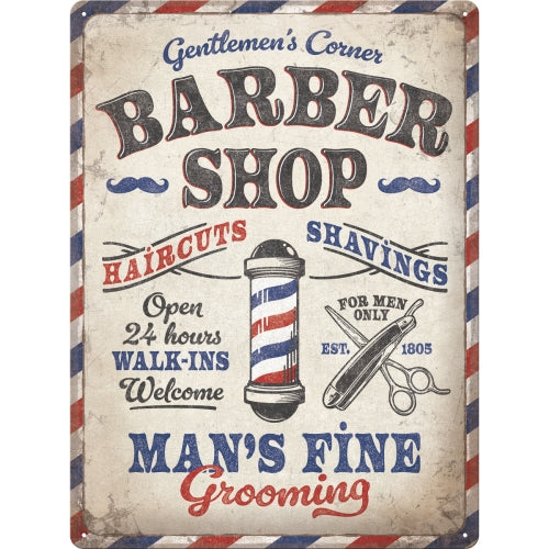 Blechschild "Barber Shop" (30 x 40 cm)