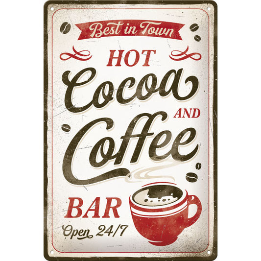 Blechschild "Hot Cocoa & Coffee" (30 x 20 cm)