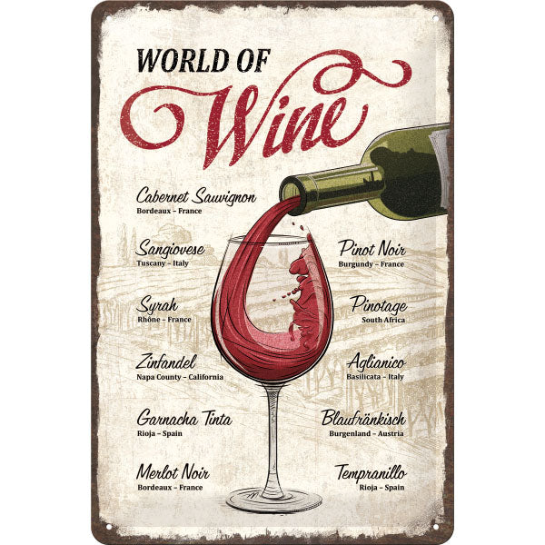 Blechschild "World of Wine" 20 x 30 cm