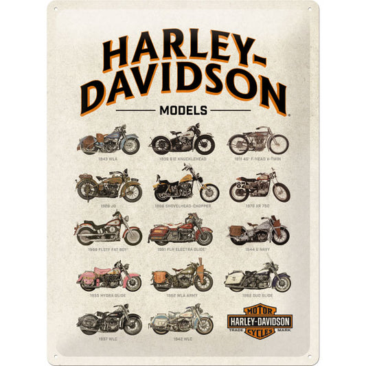 Blechschild "Harley-Davidson - Model Chart" (40 x 30 cm)
