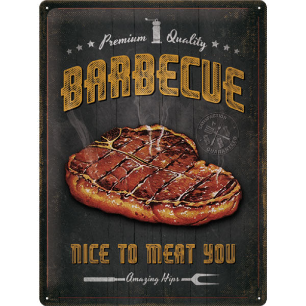 Blechschild "Barbecue - Nice to Meat you" (40 x 30 cm)