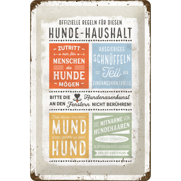 Blechschild Hundehaushalte