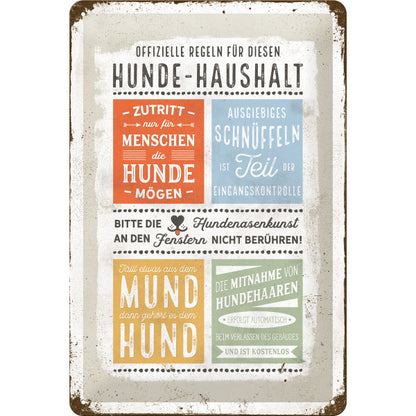 Blechschild Hundehaushalte