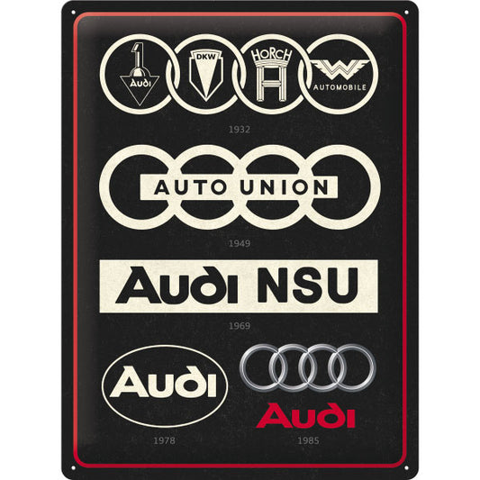 Blechschild "Audi - Logo Evolution" (40 x 30 cm)