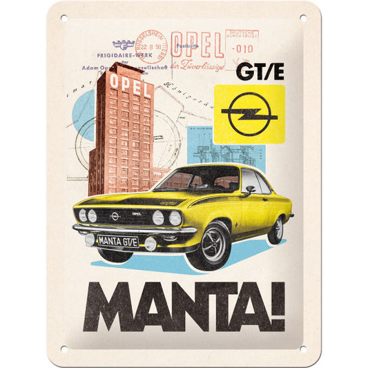 Blechschild "Opel Manta GT/E" (20 x 15 cm)