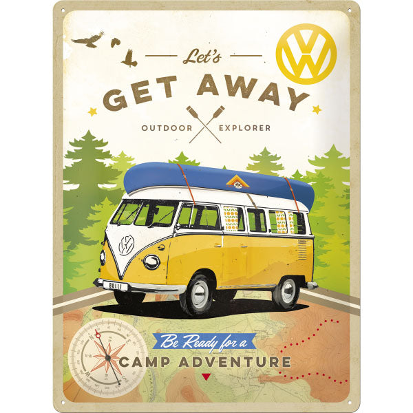 Blechschild "Volkswagen VW Bulli Let's Get Away" (40 x 30 cm)