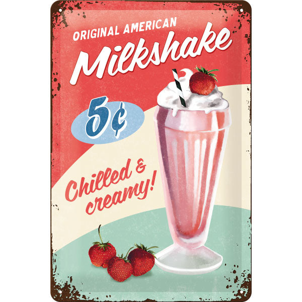 Blechschild "USA Milkshake" (30 x 20 cm)