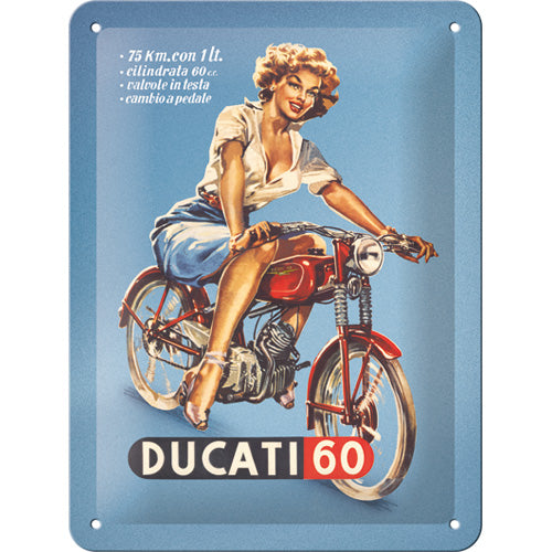 Blechschild "Ducati - Cilindrata 60" (22 x 15 cm)