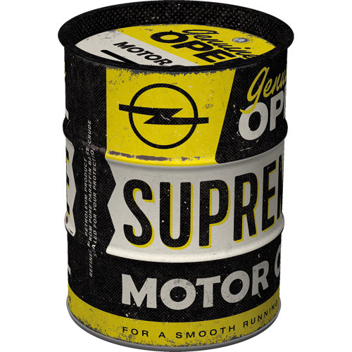 Spardose Ölfass "Opel Supreme Motor Oil" (20 x 20 x 14 cm)