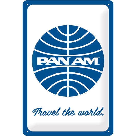 Blechschild "Pan Am - Travel the World" (30 x 20 cm)