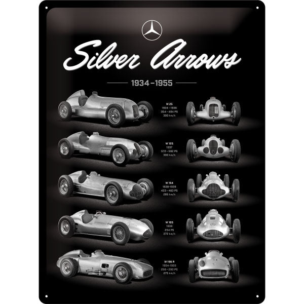 Blechschild Mercedes-Benz - Silver Arrows  (40 x 30 cm)