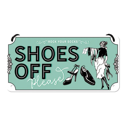 Hängeschild. Shoes Off
