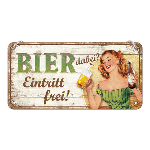Hängeschild "Bier dabei - Eintritt frei" (10 x 20 cm)
