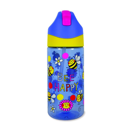 Trinkflasche mit Strohhalm "Bee Happy" (350 ml)