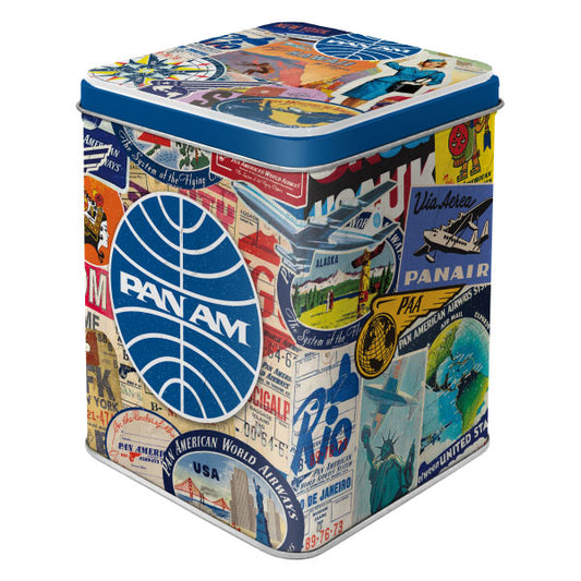 Teedose "Pan Am - Travel Collage" (8 x 10 x 7.5 cm)