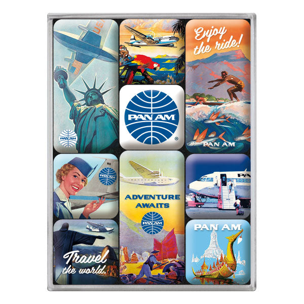 Magnetset "Pan Am Travel - The World Poster" (9 Stk., verschiedene Muster)
