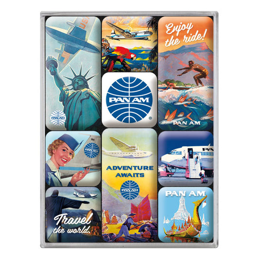 Magnetset "Pan Am Travel - The World Poster" (9 Stk., verschiedene Muster)