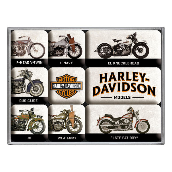 Magnet Set "Harley-Davidson - Model Chart" (9 Stk. verschiedene Muster)