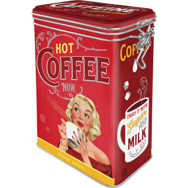 Aufbewahrungsdose "Hot Coffee Now" (11 x 18 x 7.5 cm)