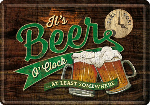 Blechpostkarte "Beer O'Clock" (14 x 10 cm)
