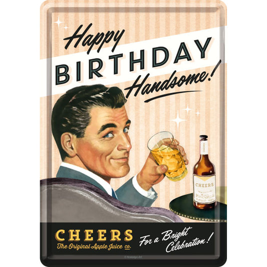 Nostalgie-Blechpostkarten "Happy Birthday Man" (14 x 10 cm)