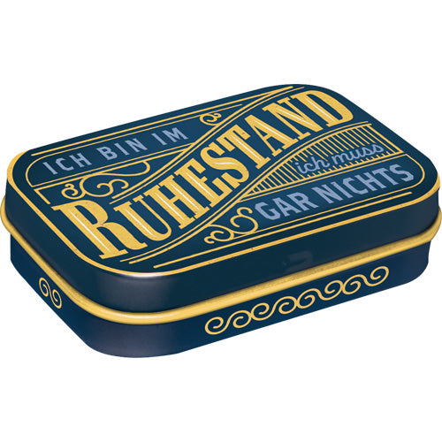 Pillendose "Ruhestand"  "6x 4.3 x 1.8 cm"(6 x 4 x 1.6 cm)