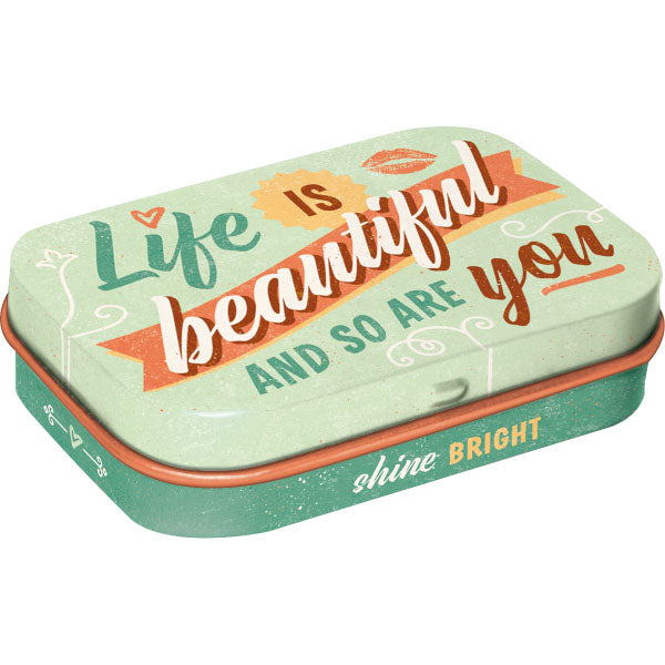 Pillendose "Life is beautiful" (6 x 4 x 1.6 cm)