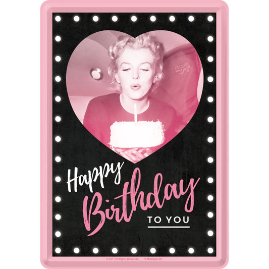 Blechpostkarte "Marilyn Happy Birthday" (14 x 10 cm)