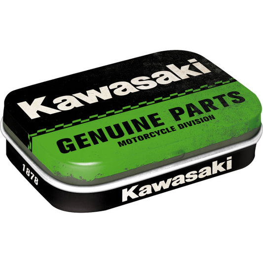 Pillendose "Kawasaki Genuine Parts" (6 x 4 x 1.6 cm)