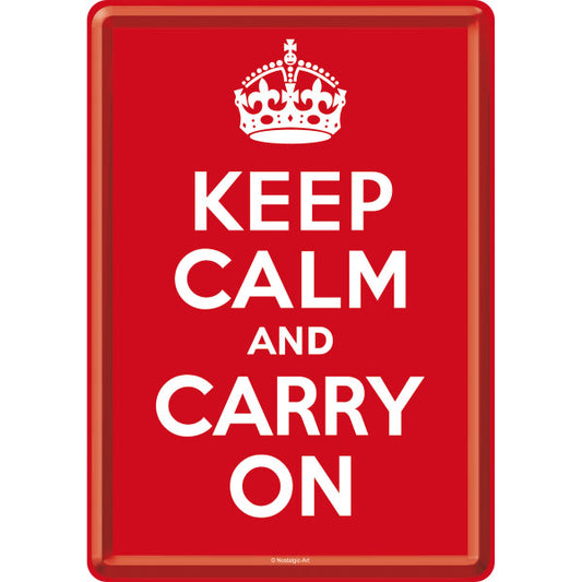 Blechpostkarte "Keep Calm and Carry On" (14 x 10 cm)