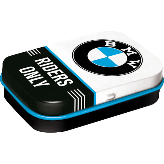 Pillendose "BMW Riders Only" (6 x 4 x 1.6 cm)