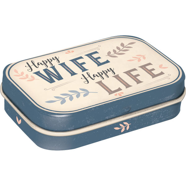 Pillendose "Happy Wife Happy Life" (6 x 4 x 1.6 cm)
