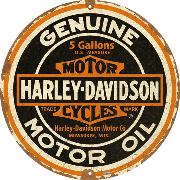 Blechschild "Harley Davidson - Motor Oil", rund (35.0 x 35.0)