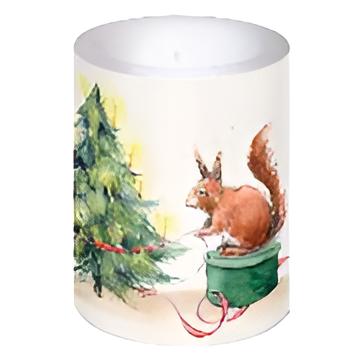 Kerze "Weihnachten mit Eichhörnchen"
