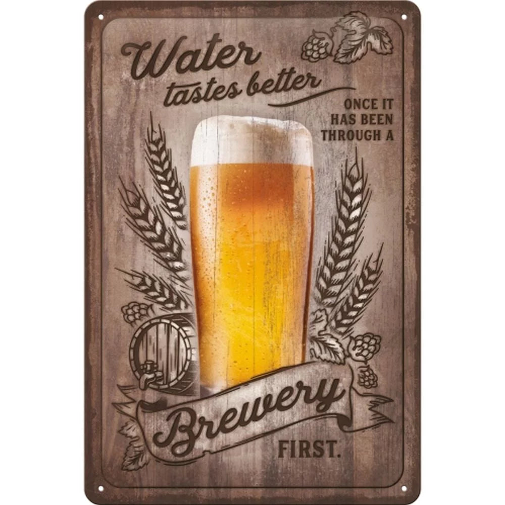 Blechschild "Water Tastes Better Beer" (30 x 20 cm)