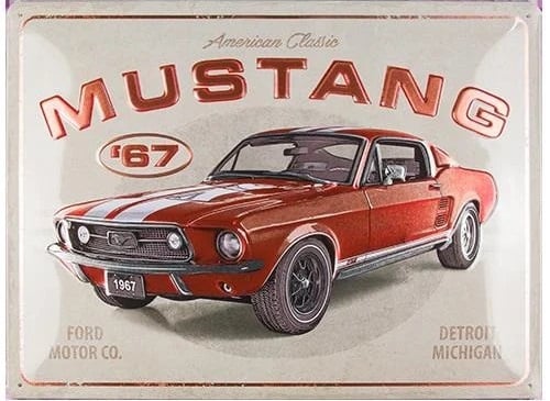Blechschild "Ford Mustang GT 1967" (40 x 30 cm)