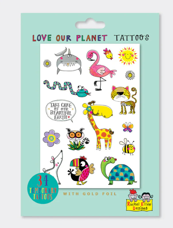 Tattoos "Love Our Planet" (2 Bogen)