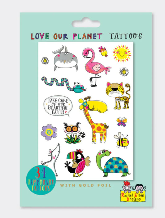 Tattoos "Love Our Planet" (2 Bogen)