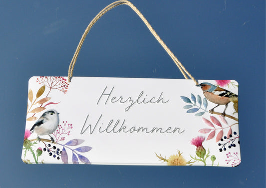 Dekoschild "Herzlich Willkommen" (35 x 15 cm)