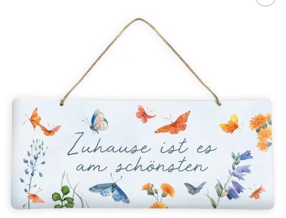 Blechschild "Zuhause ist es am schönsten" (35 x 15 cm)