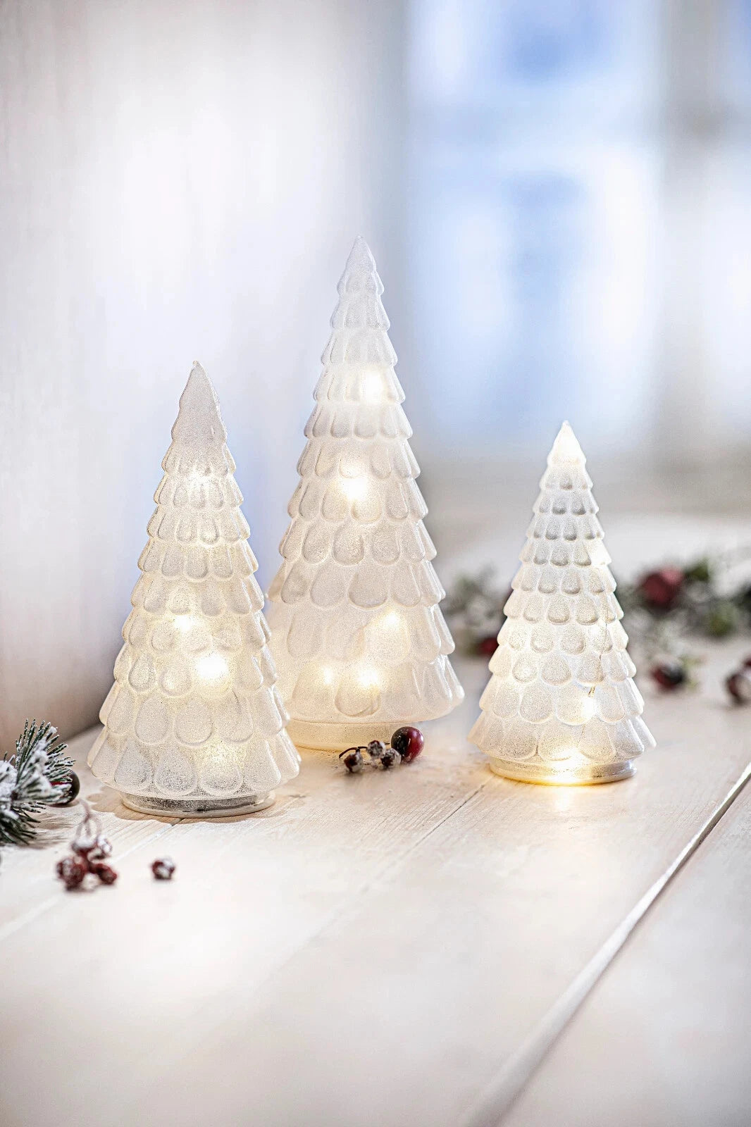 LED-Tannen "White Christmas" (3er-Set)