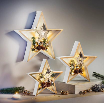 LED-Sterne "Xmas" weiss (3er-Set)