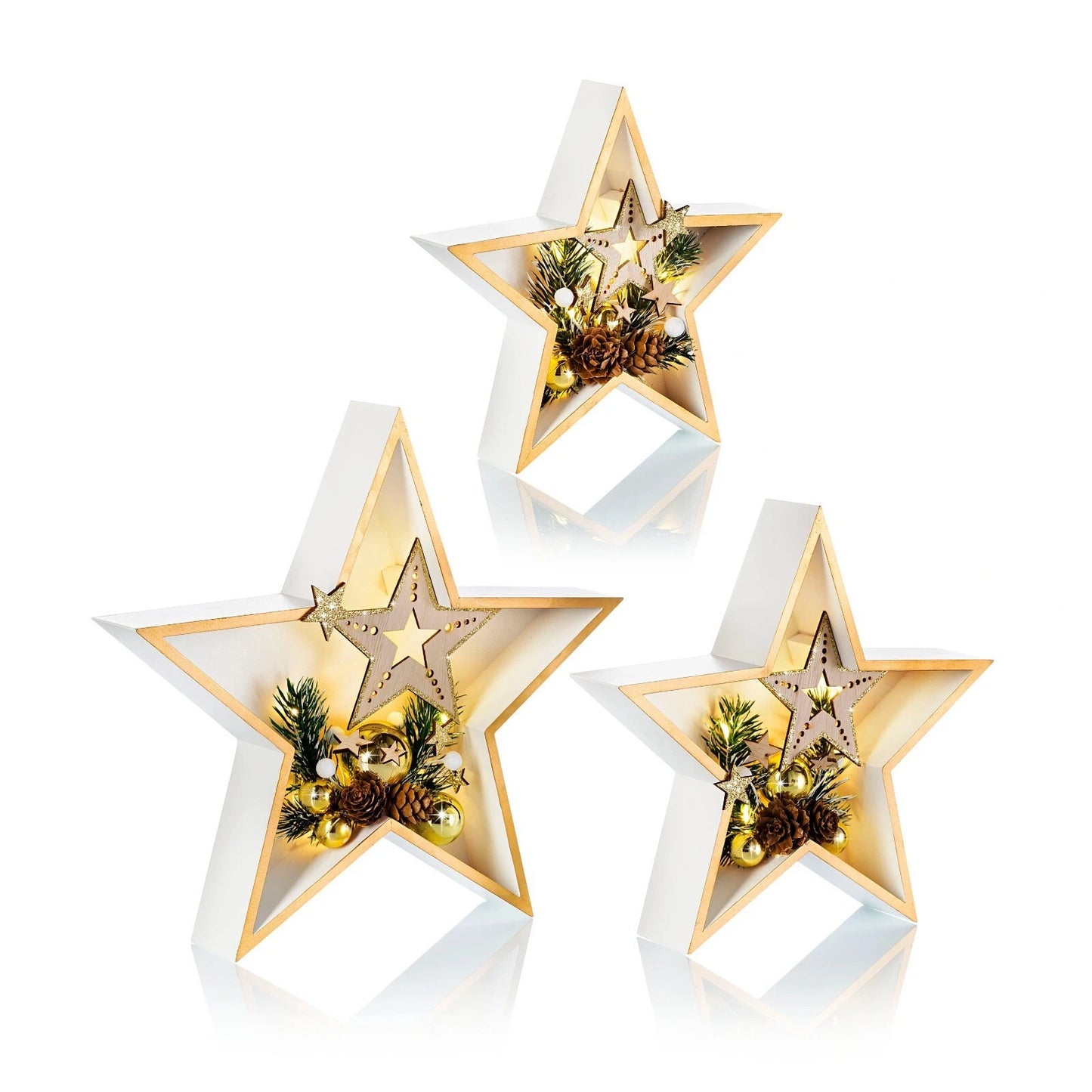 LED-Sterne "Xmas" weiss (3er-Set)