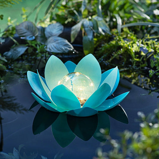 Solar-Schwimmdeko "Lotus", türkis