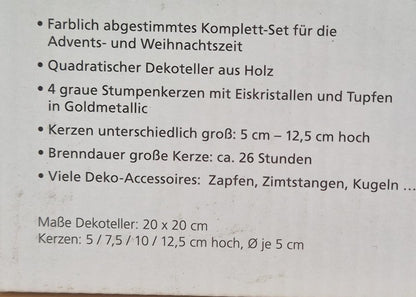 Kerzenset "Eiskristal" mit Deko