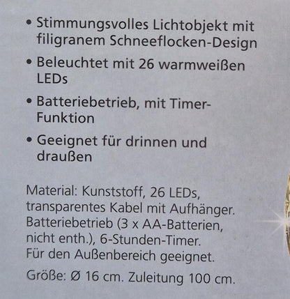 LED-Hängedeko "Snowflake", 26 LEDs