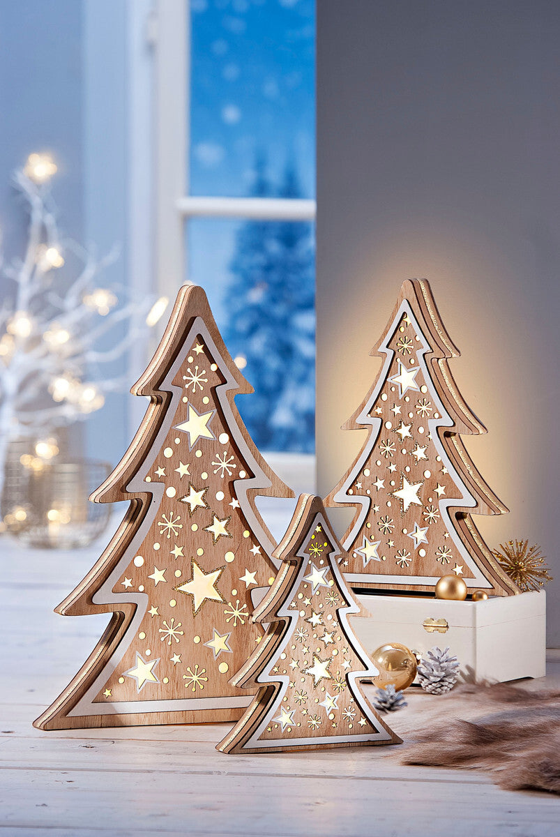 LED-Tannen "Tannen XL" Holz, 3er¨-Set